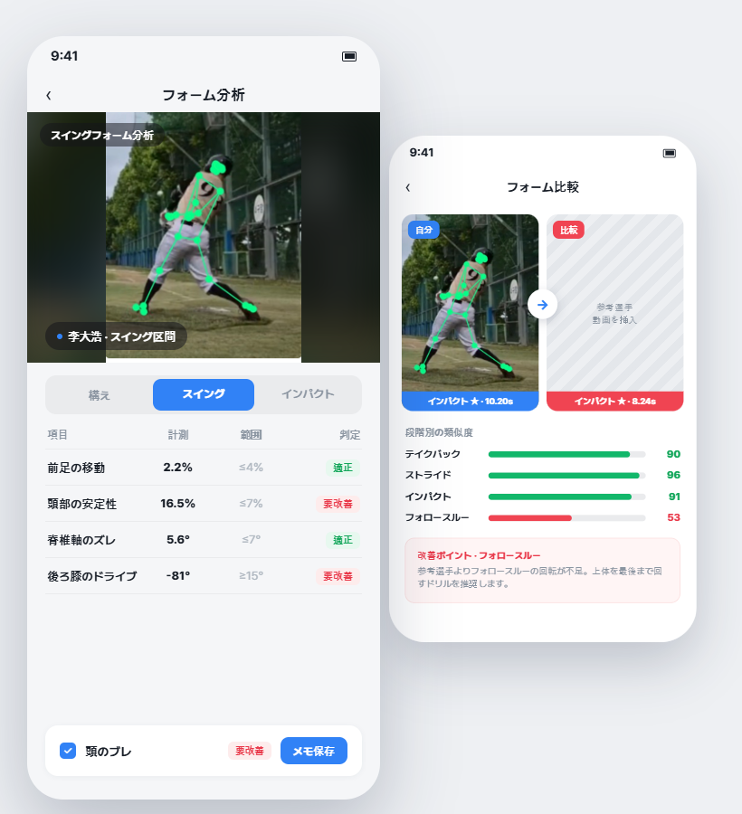 PlayLog 動画分析 - 区間別診断、参考選手比較、成長記録